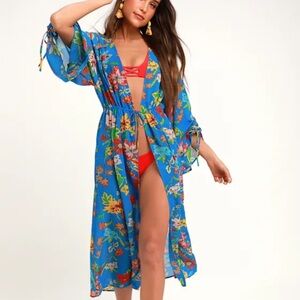 Lulu's Vibrant Floral Blue Cover-Up